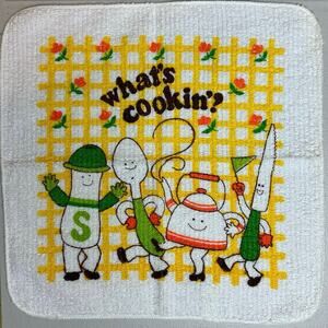 Vintage Cooking Utensils Terry dishcloth wash cloth  "What's Cookin" New Cannon